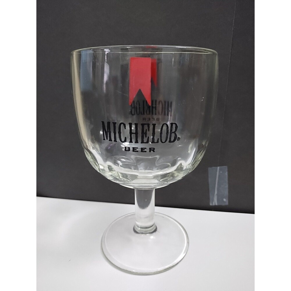 Vintage Michelob Beer Stemmed Glass Goblet Cup Thumbprint Pressed